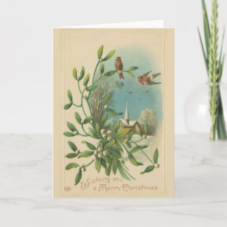 Mistletoe Bird Christmas Card Feestdagen Kaart