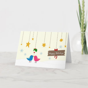 Mistletoe Birdies kerstkaart Feestdagen Kaart