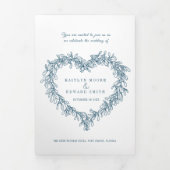 Mistletoe blauw wit huwelijksmaal optie RSVP Drieluik Uitnodiging (Cover)