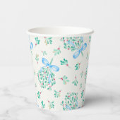 Mistletoe Blue Bow Baby shower Cups Papieren Bekers (Achterkant)