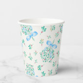 Mistletoe Blue Bow Baby shower Cups Papieren Bekers (Voorkant)