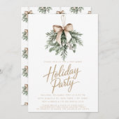 Mistletoe Boho Bow uitnodigt kerstfeest Kaart (Voorkant / Achterkant)