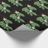 Mistletoe bos met rood lint kerstvakantie cadeaupapier (Hoek)