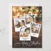 Mistletoe Branch Rustic 4 PHOTO kerstgroet Feestdagenkaart (Voorkant)