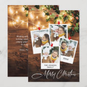 Mistletoe Branch Rustic 4 PHOTO kerstgroet Feestdagenkaart (Voorkant / Achterkant)