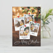 Mistletoe Branch Rustic 4 PHOTO kerstgroet Feestdagenkaart (Staand voorkant)