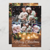 Mistletoe Branch Rustic 4 PHOTO kerstgroet Feestdagenkaart (Voorkant / Achterkant)