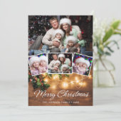 Mistletoe Branch Rustic 4 PHOTO kerstgroet Feestdagenkaart (Staand voorkant)