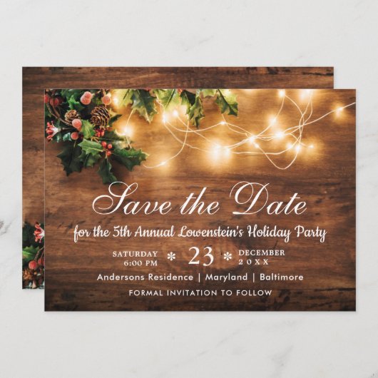 Mistletoe Branch Rustic Holiday Kerstfeest Kaart (Voorkant / Achterkant)