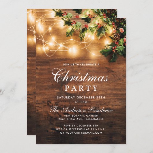 Mistletoe Branch Rustic Holiday Kerstfeest Kaart (Voorkant / Achterkant)