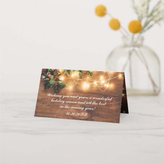 Mistletoe Branch Rustic Holiday Kerstfeest Plaatskaartje (Achterkant)