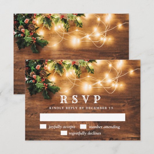 Mistletoe Branch Rustic Holiday RSVP-kaart RSVP Kaartje (Voorkant / Achterkant)