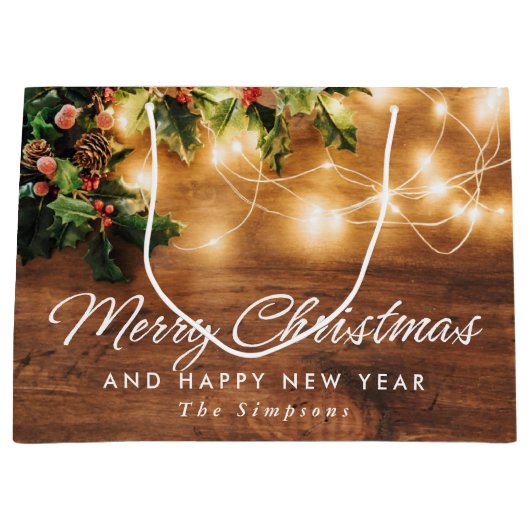 Mistletoe Branch Rustic Kerstfeestdag Groot Cadeauzakje (Voorkant)