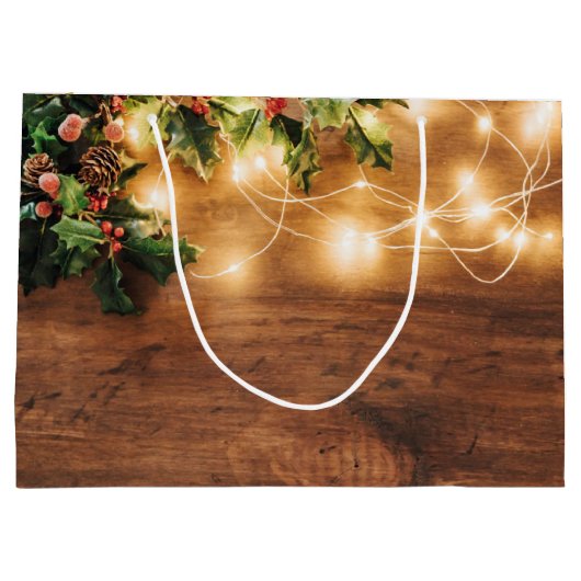 Mistletoe Branch Rustic Kerstfeestdag Groot Cadeauzakje (Achterkant)