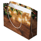 Mistletoe Branch Rustic Kerstfeestdag Groot Cadeauzakje (Achterkant Gekanteld)