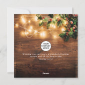 Mistletoe Branch Rustiek Corporate Christmas Wood Feestdagenkaart (Achterkant)