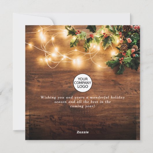 Mistletoe Branch Rustiek Corporate Christmas Wood Feestdagenkaart (Achterkant)