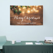 Mistletoe Branch Rustiek Hout Vrolijk Kerstfeest Spandoek (Beurs)