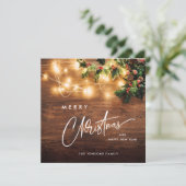 Mistletoe Branch Rustiek Kerstmis Groet Hout Feestdagenkaart (Staand voorkant)