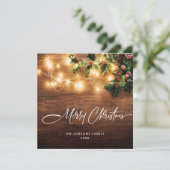 Mistletoe Branch Rustiek Kerstmis Groet Hout Feestdagenkaart (Staand voorkant)