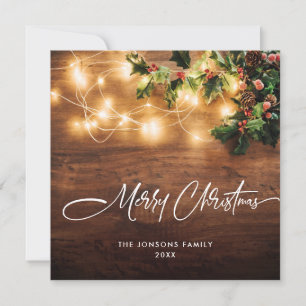 Mistletoe Branch Rustiek Kerstmis Groet Hout Feestdagenkaart