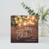 Mistletoe Branch Rustiek Kerstmis Groet Hout Feestdagenkaart (Staand voorkant)