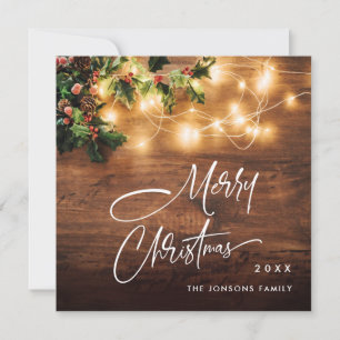 Mistletoe Branch Rustiek Kerstmis Groet Hout Feestdagenkaart