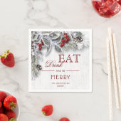 Mistletoe Branch Rustiek Vrolijke Kerstvakantie Servet (Insitu)