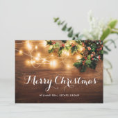 Mistletoe Branch Rustieke Corporate Kerstmis Feestdagenkaart (Staand voorkant)