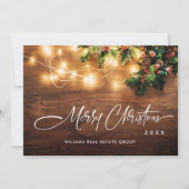 Mistletoe Branch Rustieke Corporate Kerstmis Feestdagenkaart (Voorkant)