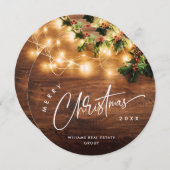 Mistletoe Branch Rustieke Corporate Kerstmis Feestdagenkaart (Voorkant / Achterkant)