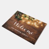 Mistletoe Branch Rustieke Houten Kerst Feestdagen Deurmat (Schuin)