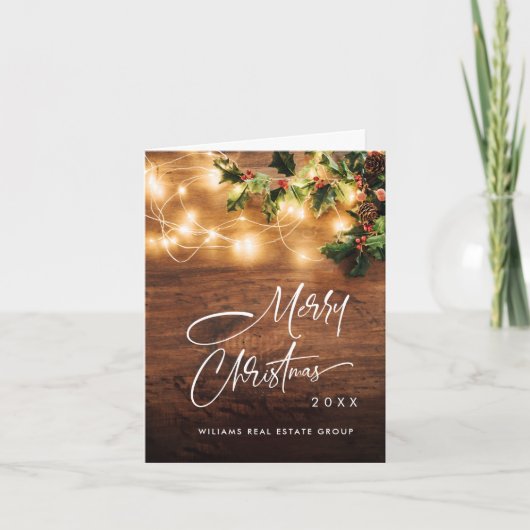 Mistletoe Branch Rustieke Kerst Bedrijf Feestdagen Kaart (Voorkant)
