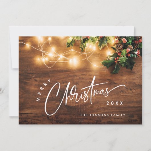 Mistletoe Branch Rustieke Kerstmis Groet Feestdagenkaart (Voorkant)