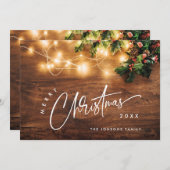 Mistletoe Branch Rustieke Kerstmis Groet Feestdagenkaart (Voorkant / Achterkant)