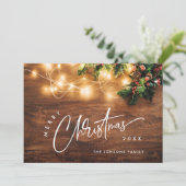 Mistletoe Branch Rustieke Kerstmis Groet Feestdagenkaart (Staand voorkant)