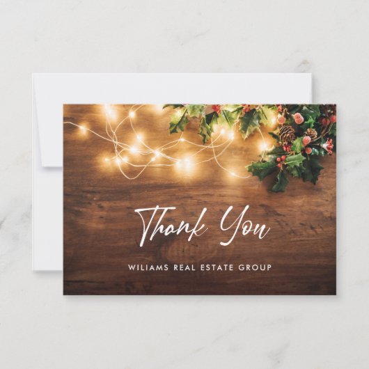 Mistletoe Branch Rustieke Kerstmis Groet Vakantie Bedankkaart (Voorkant)