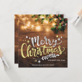 Mistletoe Branch Wood Kerstmis Corporate Greeting Kaart (Voorkant / Achterkant in situ)