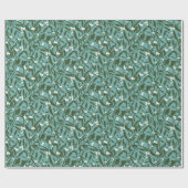 Mistletoe Branches Op Eerste Kerstdag-Blauw En Gro Cadeaupapier (Vlak)