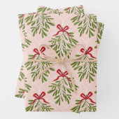 Mistletoe cadeau wrap 3 pack inpakpapier vel (In situ)