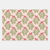 Mistletoe cadeau wrap 3 pack inpakpapier vel (Voorkant)
