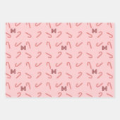 Mistletoe Candy Canes Plaid Custom Monogram Roze Inpakpapier Vel (Voorkant 3)
