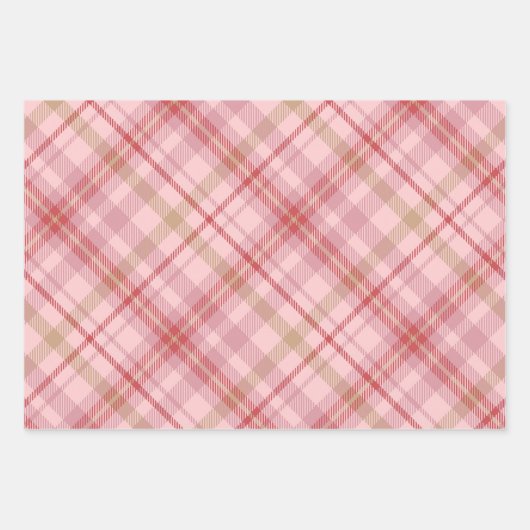 Mistletoe Candy Canes Plaid Custom Monogram Roze Inpakpapier Vel (Voorkant 2)