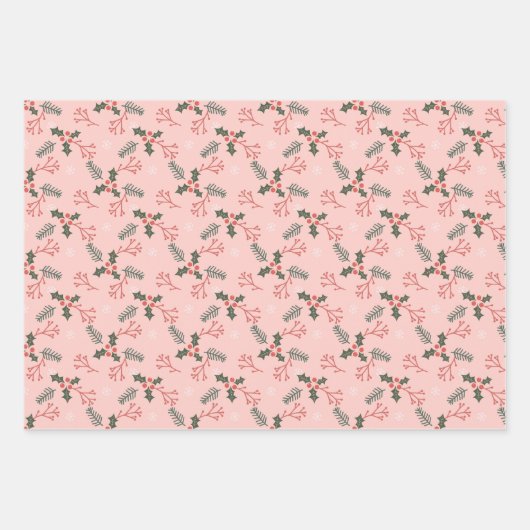 Mistletoe Candy Canes Plaid Custom Monogram Roze Inpakpapier Vel (Voorkant)
