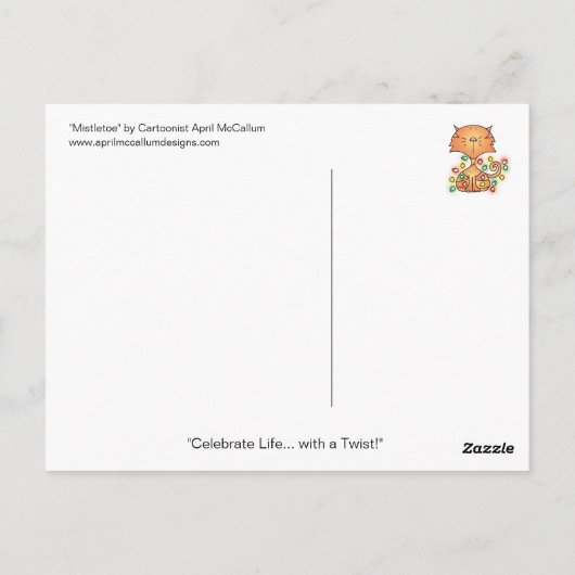 MISTLETOE Cartoon Briefkaart door April McCallum (Achterkant)