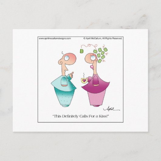 MISTLETOE Cartoon Briefkaart door April McCallum (Voorkant)