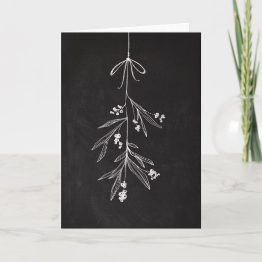 Mistletoe Chalkboard Art Holiday Kaart (Voorkant)