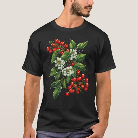 Mistletoe Christmas Botanical Design T-shirt (Voorkant)
