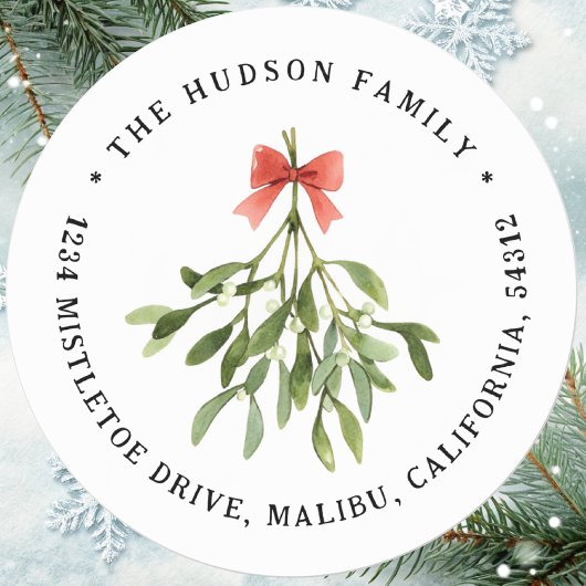 Mistletoe Christmas Holiday Retouradres Ronde Sticker