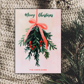 Mistletoe Christmas Kaart Minimal Modern Painting